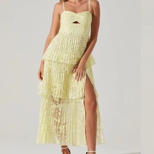 Emmi Front CutOut Tiered Dress in Yellow